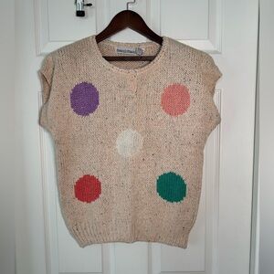 Vintage Patsys Place Speckled Knit Cap Sleeve Sweater Artsy Deco Size Medium